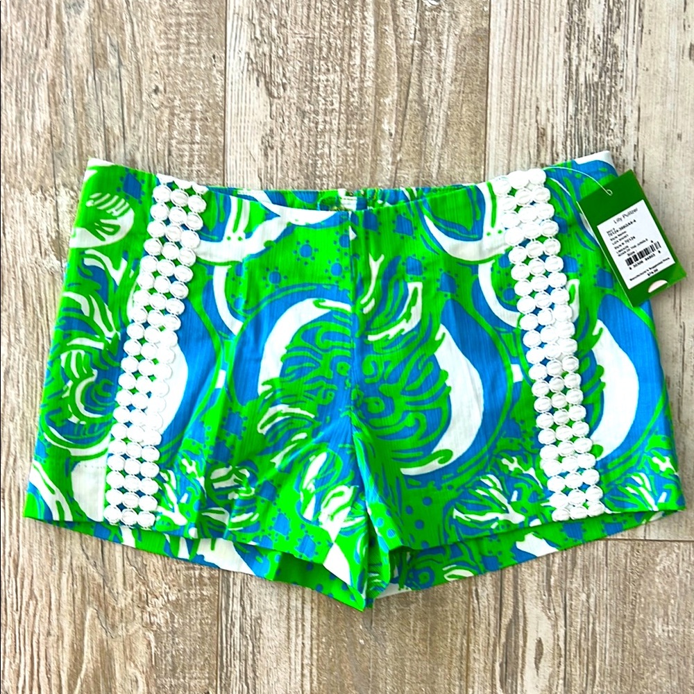 Lilly Pulitzer Vibrant Green and Blue Women's Shorts - NWT